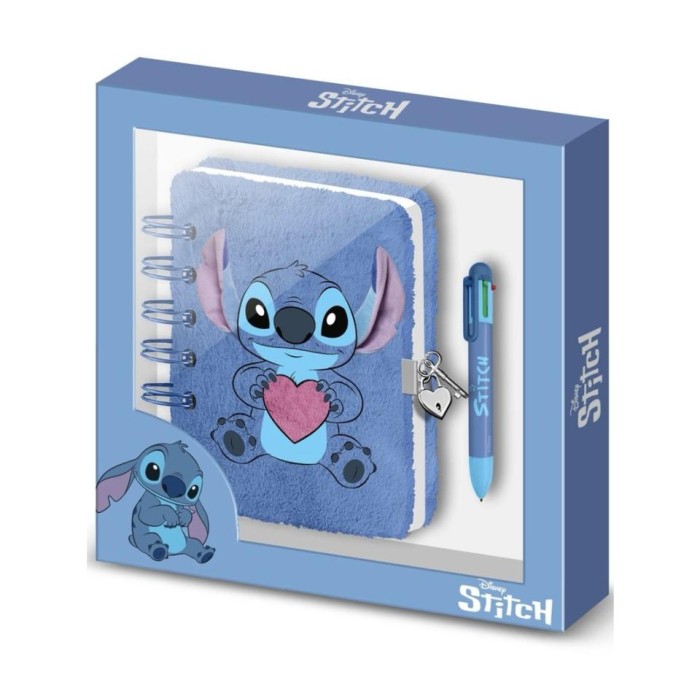 LIBRETA CON CANDADO Y BOLI STITCH