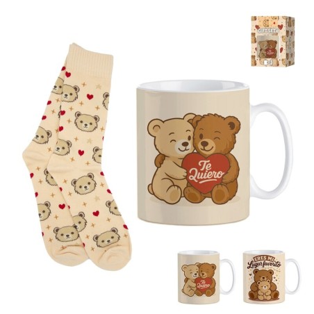TAZA CON CALCETIN EN CAJA REGALO OSOS