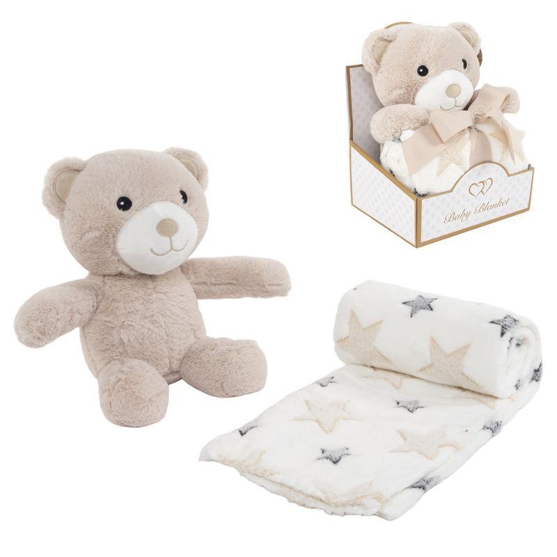 PELUCHE CON MANTA BEBÉ 90X75 BEIG