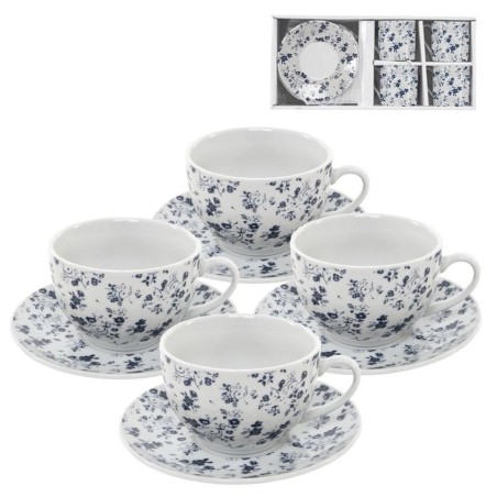 JUEGO DE CAFE 220ML FLORES AZUL