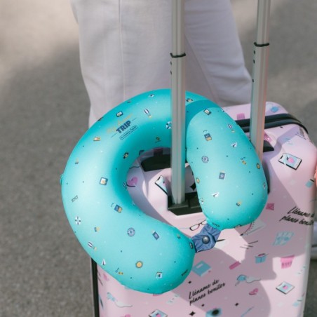 COJIN DE VIAJE CON ANTIFAZ - AZUL