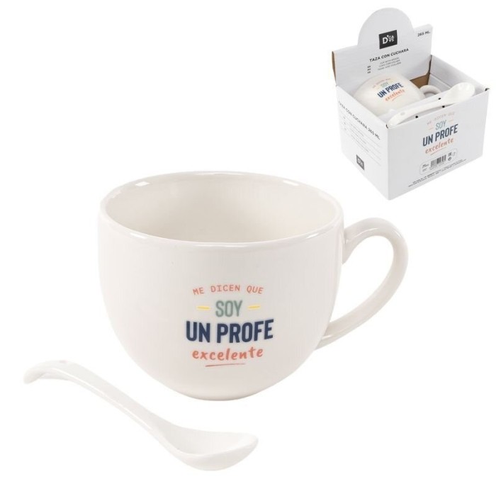 TAZA CON CUCHARA " SOY UN PROFE"