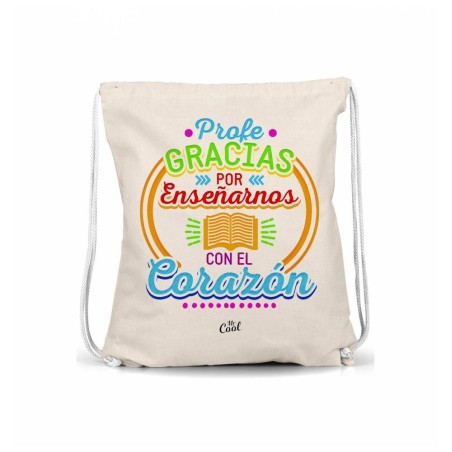 MOCHILA SACO PROFE GRACIAS POR ENSEÑARNOS AZUL