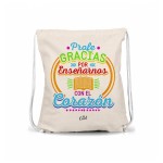 MOCHILA SACO PROFE GRACIAS POR ENSEÑARNOS AZUL