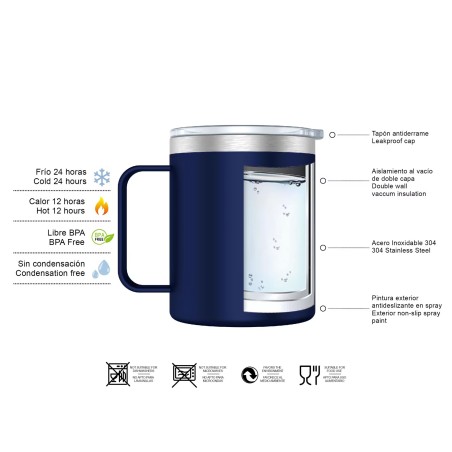 TAZA TERMO CON ASA - AZUL MARINO