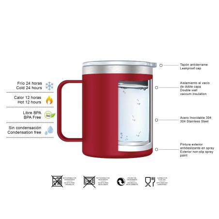 TAZA TERMO CON ASA - ROJO
