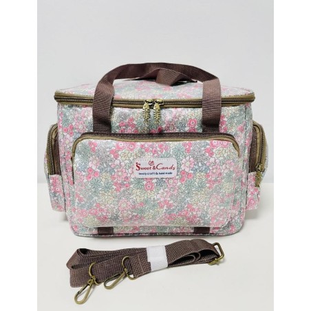 NEVERA GRANDE BOLSILLOS FLORES - ROSA