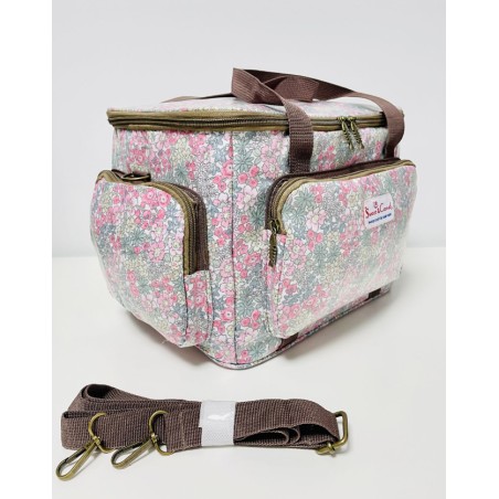 NEVERA GRANDE BOLSILLOS FLORES - ROSA