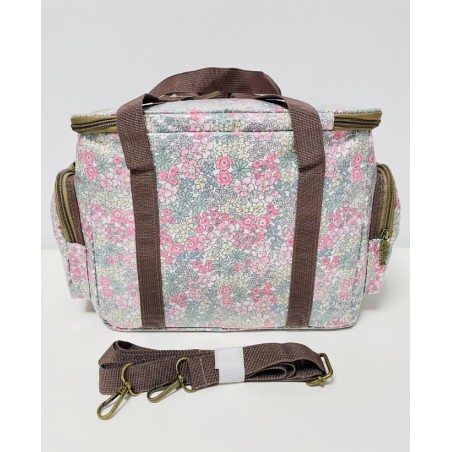 NEVERA GRANDE BOLSILLOS FLORES - ROSA