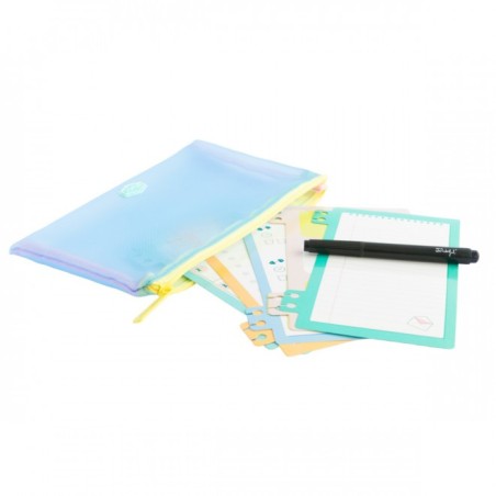 ESTUCHE CON HOJAS DE PIZARRA BLANCA - NEVER STOP