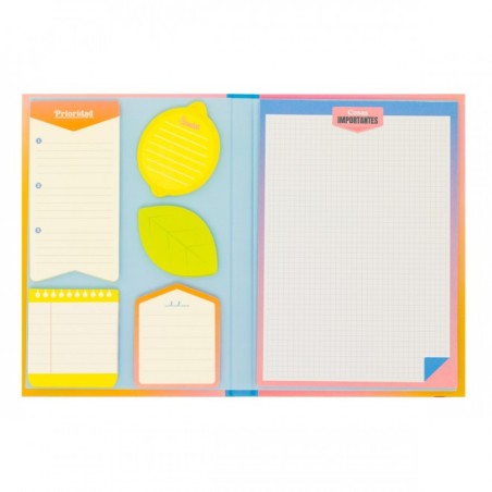 LIBRETA CON NOTAS ADHESIVAS ROSA - TUS PLANES, TUS CITAS