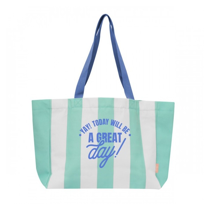 BOLSA DE TELA VERDE Y BLANCA - YAY! TODAY WILL BE