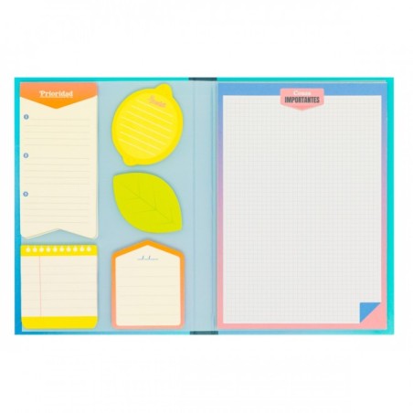 LIBRETA CON NOTAS ADHESIVAS AZUL - TUS PLANES