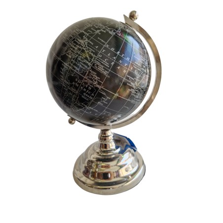 GLOBO TERRAQUEO METAL MAPAMUNDI NEGRO