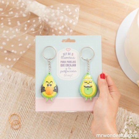 SET DE 2 LLAVEROS DE BODA AGUACATE