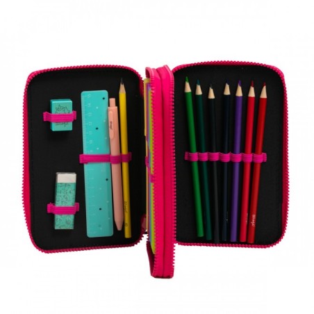 ESTUCHE ESCOLAR COMPLETO CON 2 COMPARTIMENTOS MINT