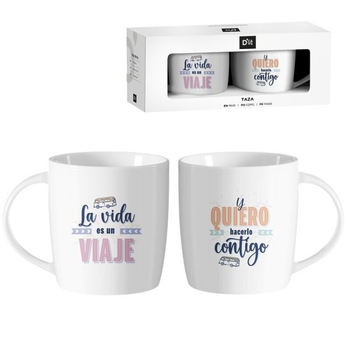 JUEGO 2 TAZAS - LA VIDA ES UN VIAJE