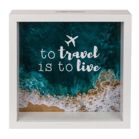 HUCHA DE MADERA - TO TRAVEL IS TO LIVE