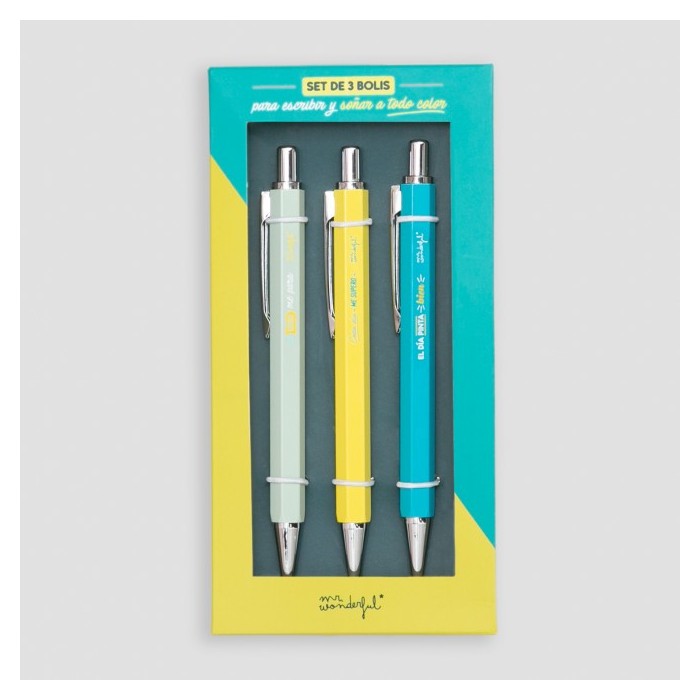 SET DE 3 BOLIS  PARA ESCRIBIR Y SOÑAR A TODO