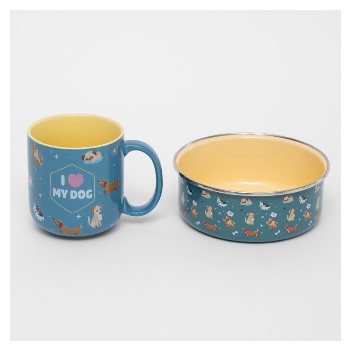 SET DE TAZA Y COMEDERO DOGS