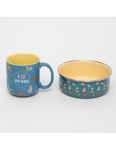 SET DE TAZA Y COMEDERO DOGS