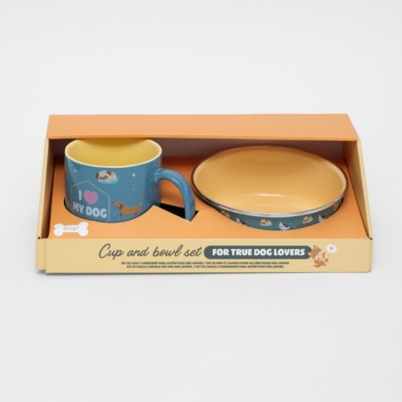 SET DE TAZA Y COMEDERO DOGS