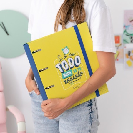 CARPETA CON ANILLAS Y HOJAS SI LO DAS TODO