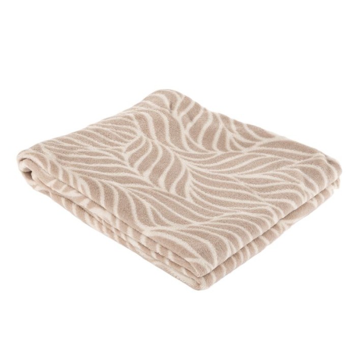MANTA 125X150 HOJAS BEIGE