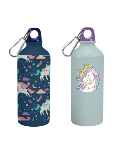 BOTELLA ALUMINIO 600ML UNICORNIO