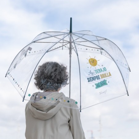 PARAGUAS GRANDE TRANSPARENTE - AQUÍ DEBAJO SIEMPRE