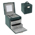 JOYERO 2 CAJONES TERCIOPELO VERDE ESMERALDA