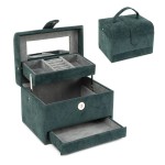 JOYERO 3 NIVELES TERCIOPELO VERDE ESMERALDA