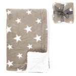 MANTA 125X150 SHERPA GRIS TOPO ESTRELLAS