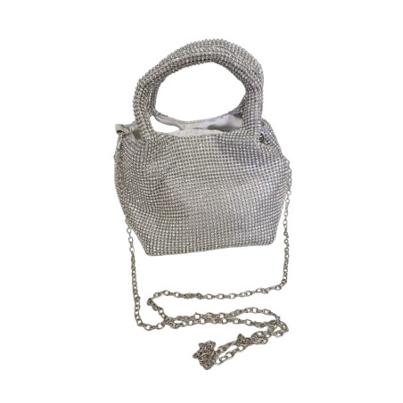 BOLSO BOMBONERA BRILLO PLATEADO