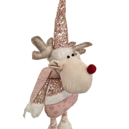 MUÑECO NAVIDAD RENO ROSA