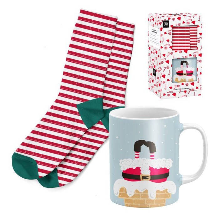 SET REGALO TAZA CON CALCETIN PAPA NOEL T 38-42
