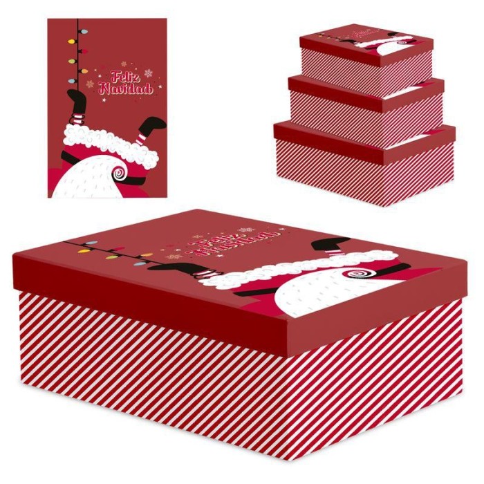 CAJA PAPÁ NOEL PEQUEÑA RAYAS