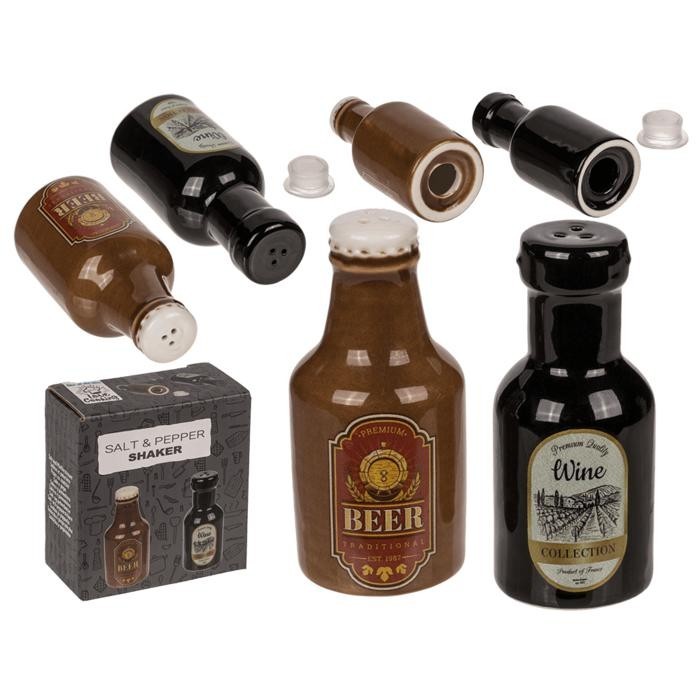 SALERO Y PIMENTERO DE CERVEZA Y VINO 