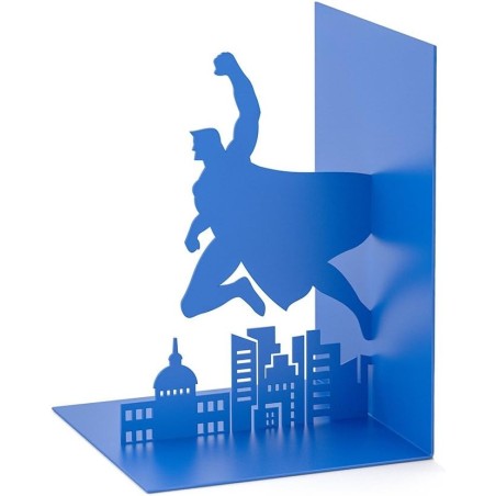 SUJETA LIBROS SUPERHERO AZUL