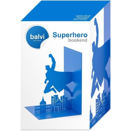 SUJETA LIBROS SUPERHERO AZUL