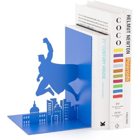 SUJETA LIBROS SUPERHERO AZUL