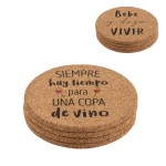 JUEGO 4 POSAVASOS CORCHO VINO