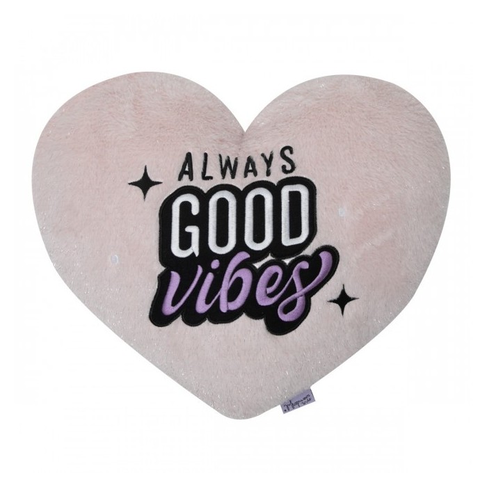 COJÍN CORAZÓN DE PELUCHE - ALWAYS GOOD VIBES