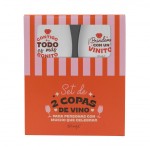 SET 2 COPAS DE VINO - CONTIGO TODO ES MAS BONITO