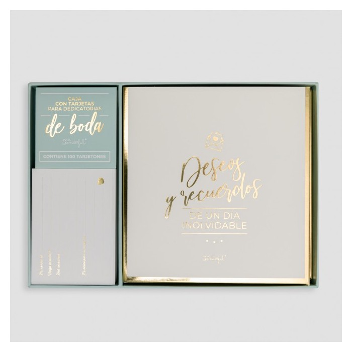 CAJA CON TARJETAS PARA FIRMAS DE BODAS DESEOS Y