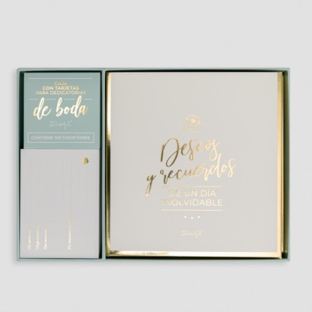 CAJA CON TARJETAS PARA FIRMAS DE BODAS DESEOS Y