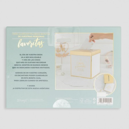 CAJA CON TARJETAS PARA FIRMAS DE BODAS DESEOS Y