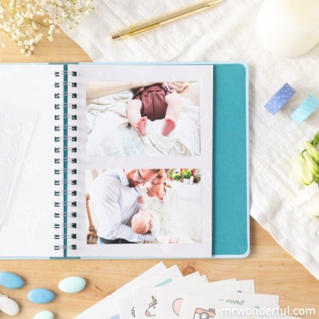 KIT SCRAPBOOKING PARA ALBUM DE BAUTIZO AZUL