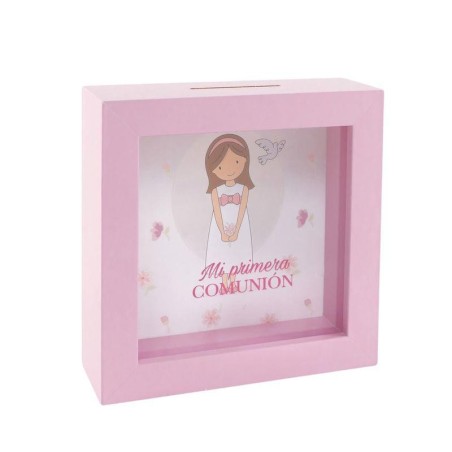 HUCHA DE MADERA COMUNION NIÑA