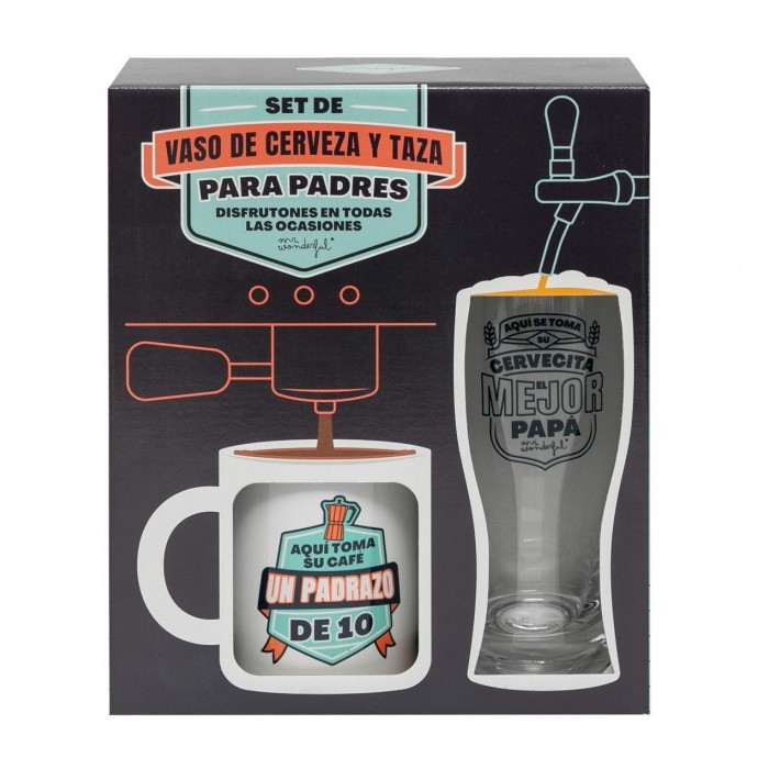 SET DE VASO DE CERVEZA Y TAZA PARA PADRES DISFRUTO